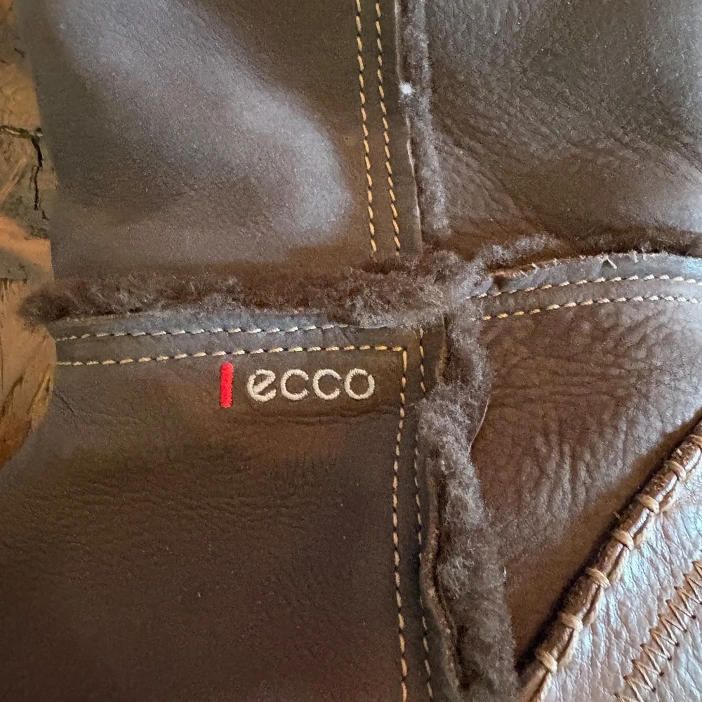 New Ecco Women's Winter Zone Leather Lined Boots Espresso/Coffee Size 9-9.5/40